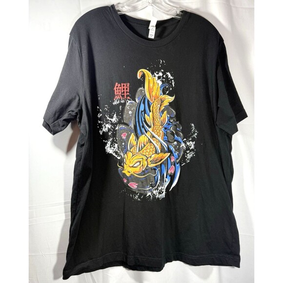 Tokyo-Tiger Japanese Art Koi Fish Black Short Sleeve T Shirt Size 2XL - Picture 1 of 7